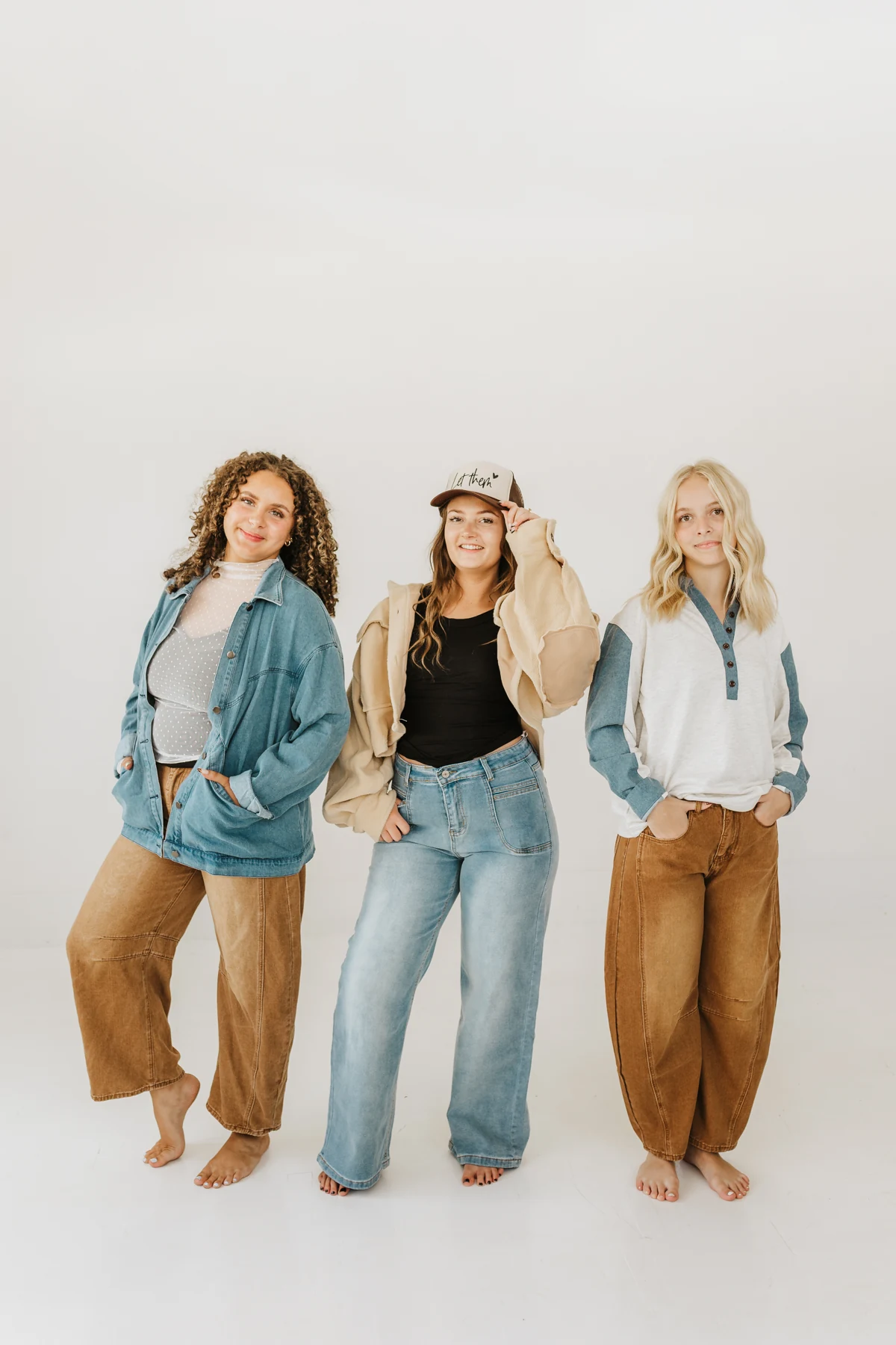 Western Denim-Style Patchwork Top